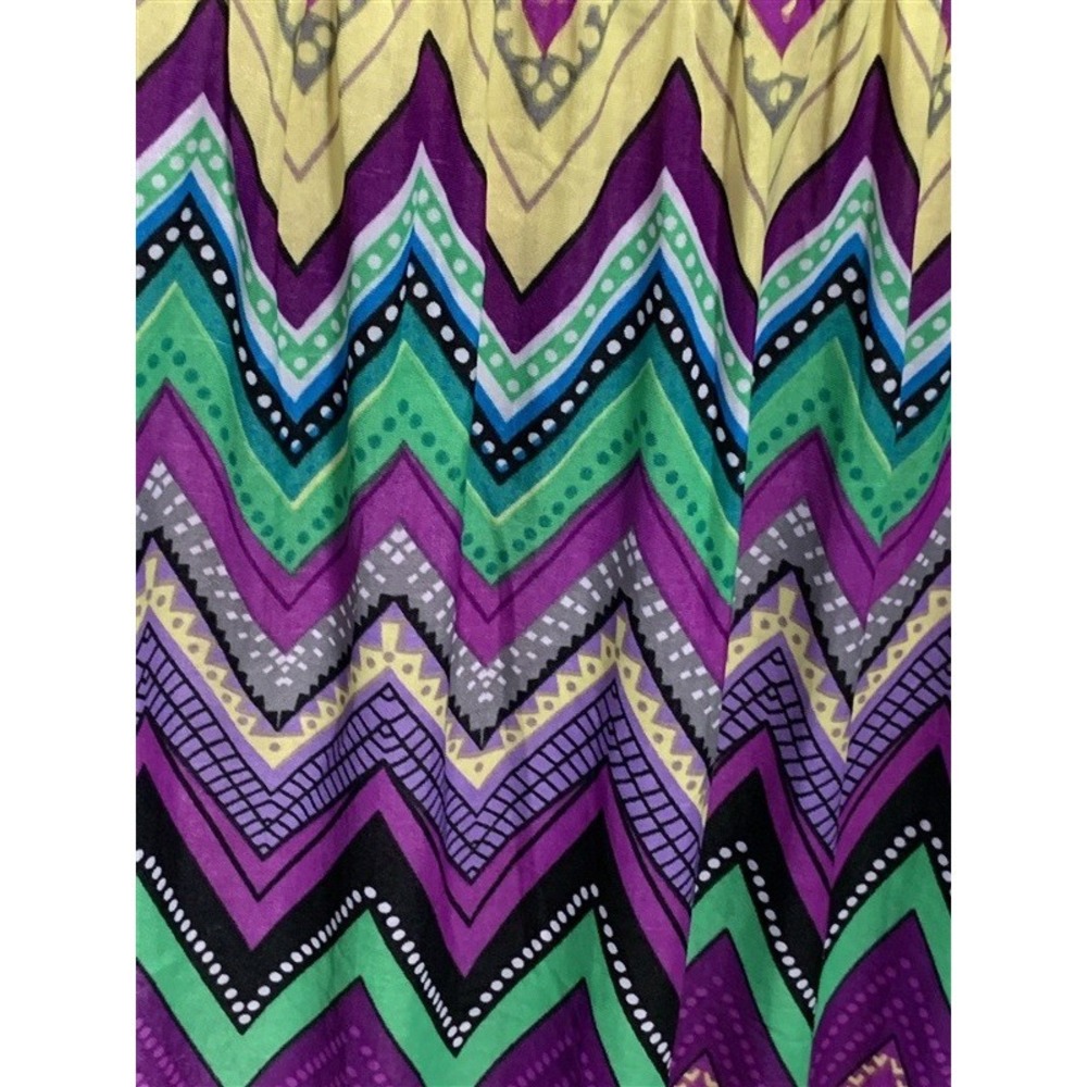 NWT Purple Green Black Mesh Top Zig Zag Stretch Midi Dress Sundress XXL #11 - Picture 2 of 3
